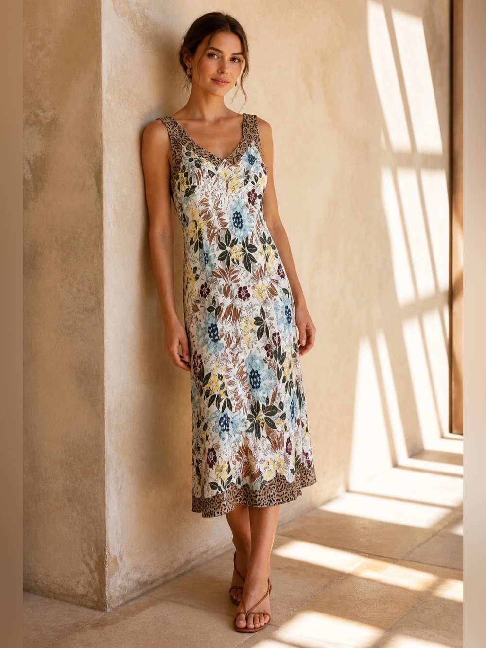 Globe Trotter V-Neck Sleeveless Floral Dress Size M
